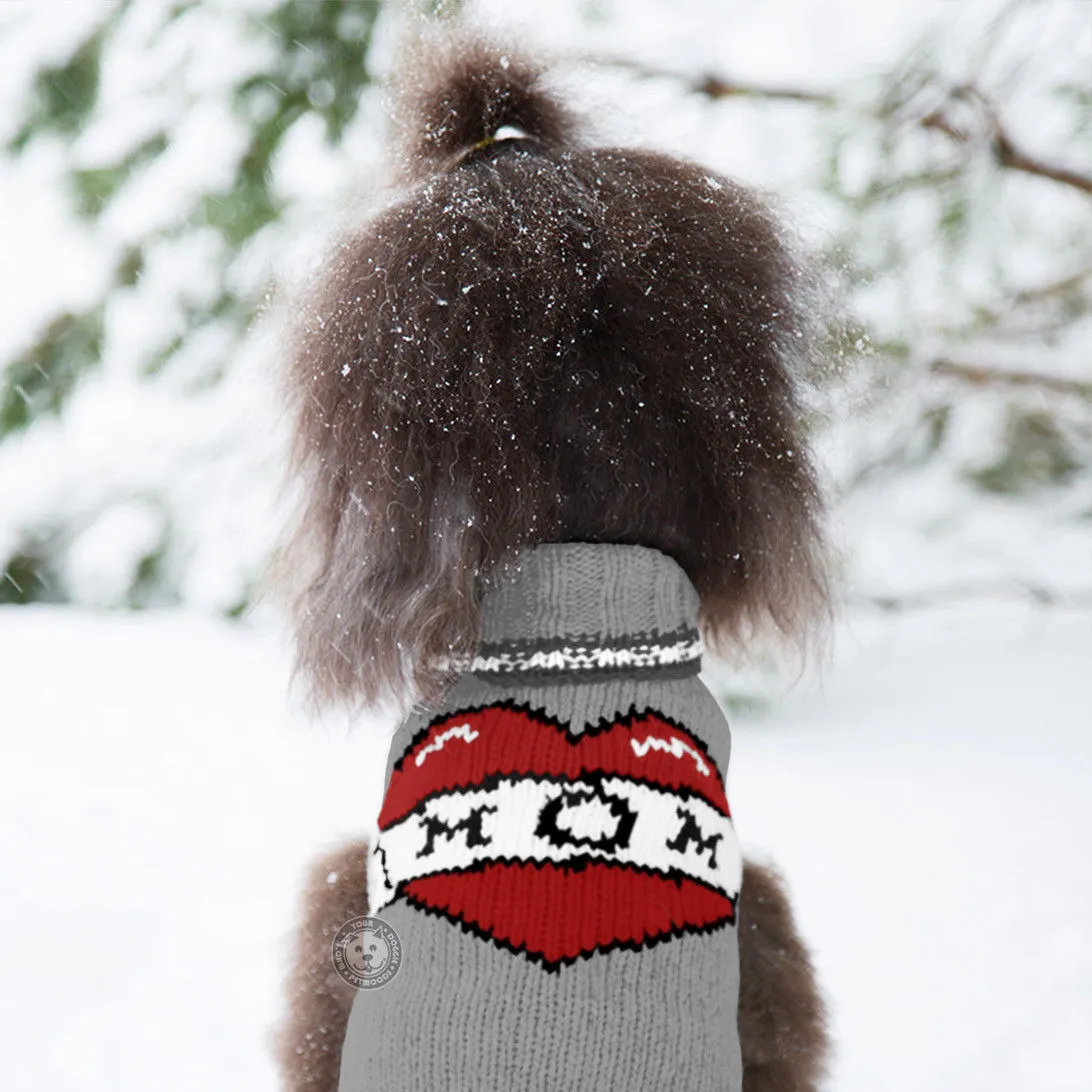 Large Dog Wool Sweater - "Heart MOM"