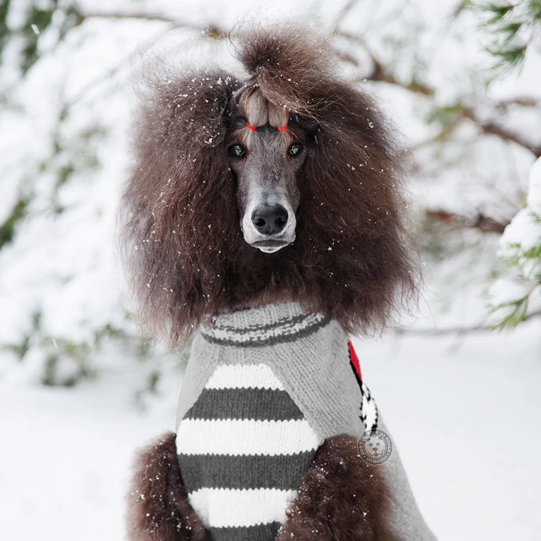 Large Dog Wool Sweater - "Heart MOM"