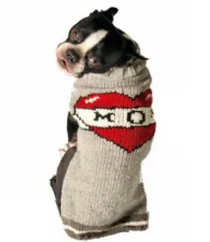 Large Dog Wool Sweater - "Heart MOM"