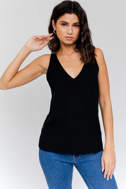 Lightweight Knit V-Neck Sleeveless Tank Top