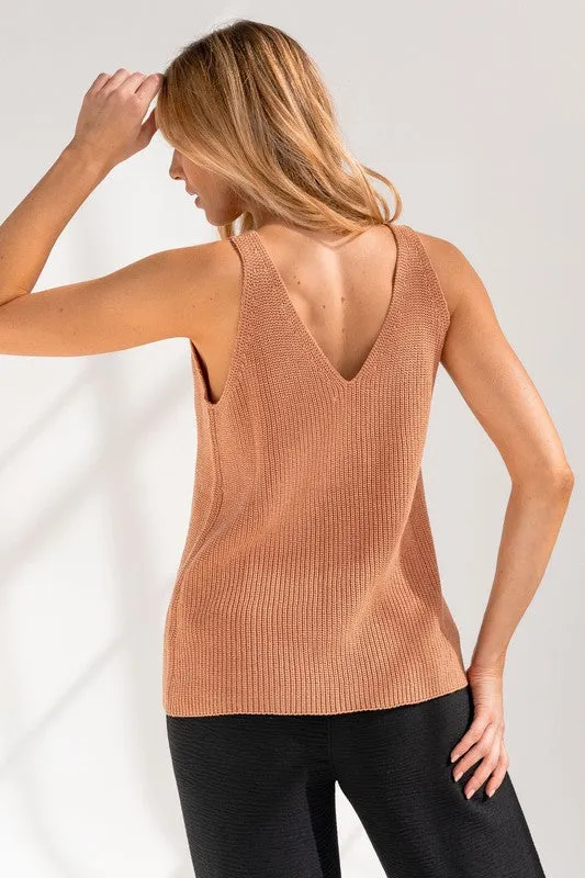 Lightweight Knit V-Neck Sleeveless Tank Top