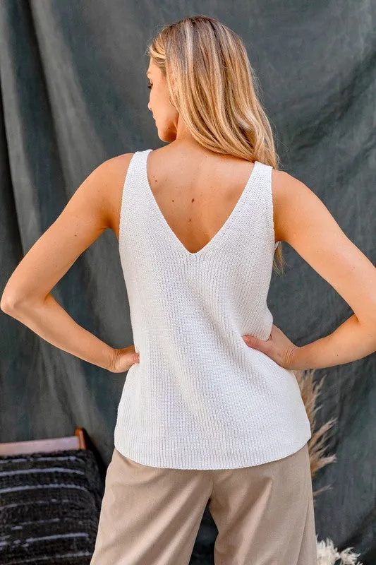 Lightweight Knit V-Neck Sleeveless Tank Top
