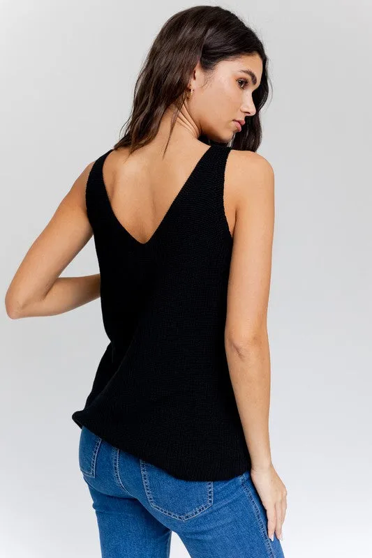 Lightweight Knit V-Neck Sleeveless Tank Top