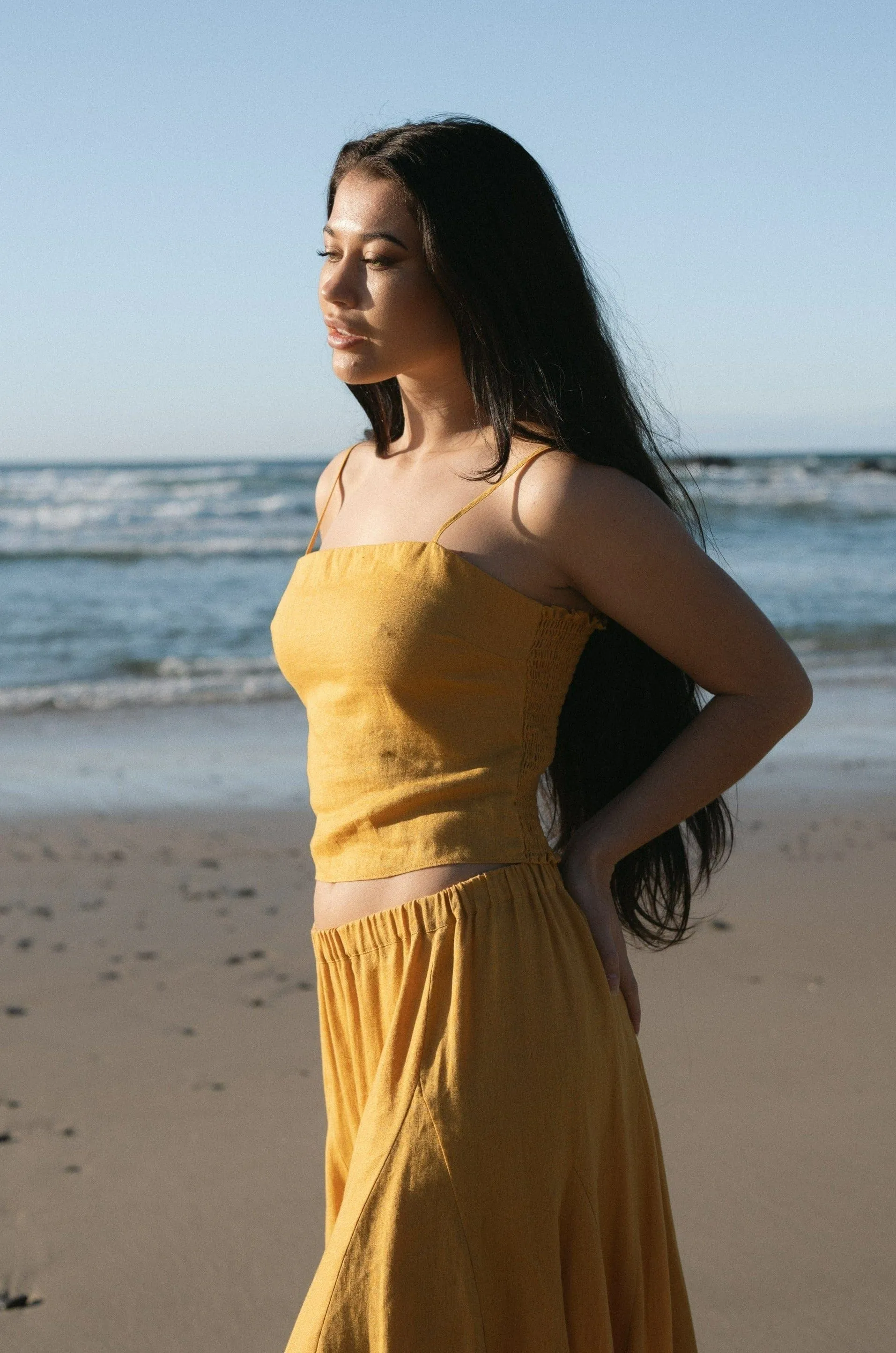 LILA SUNFLOWER LINEN CAMI