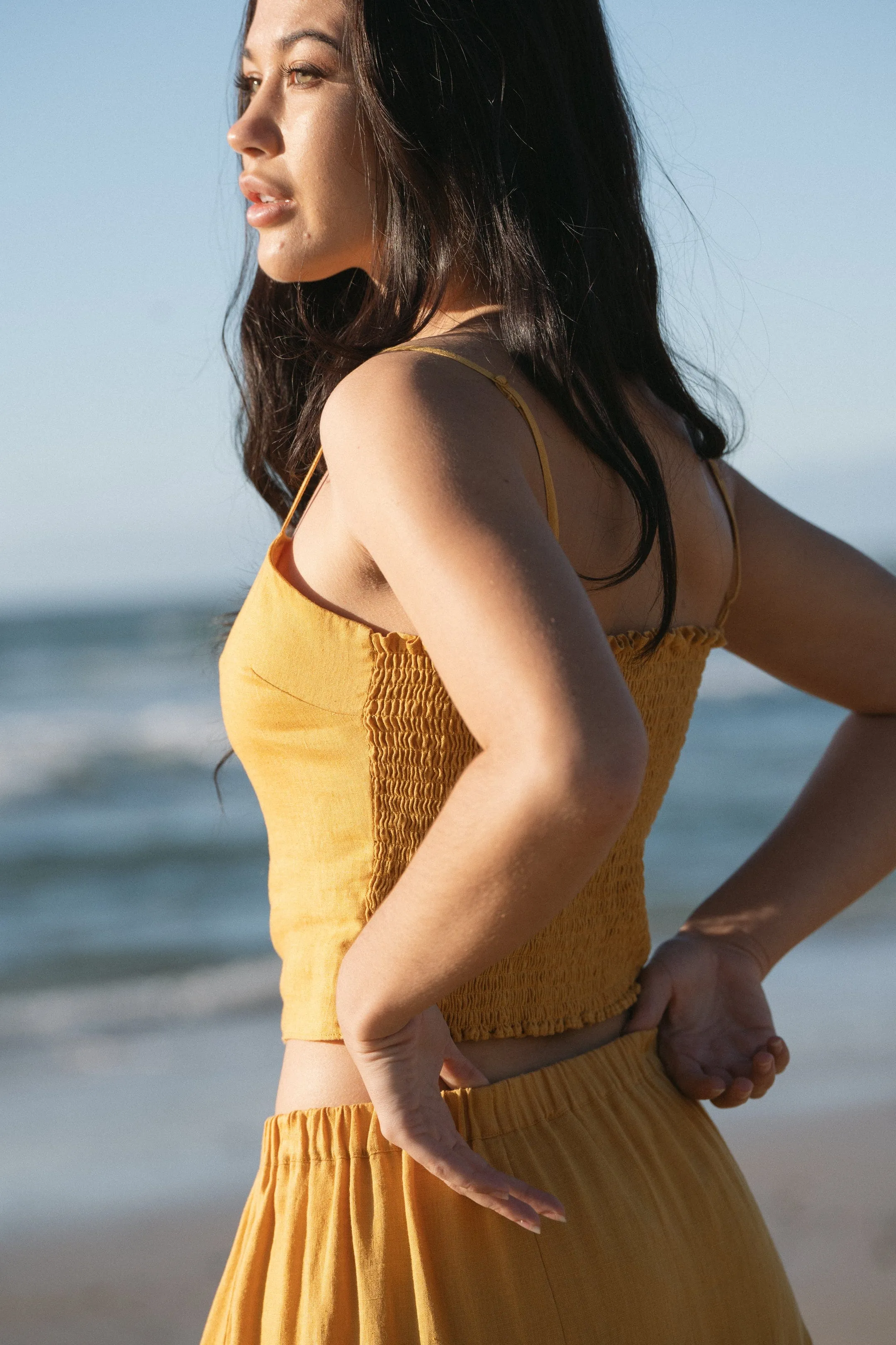 LILA SUNFLOWER LINEN CAMI
