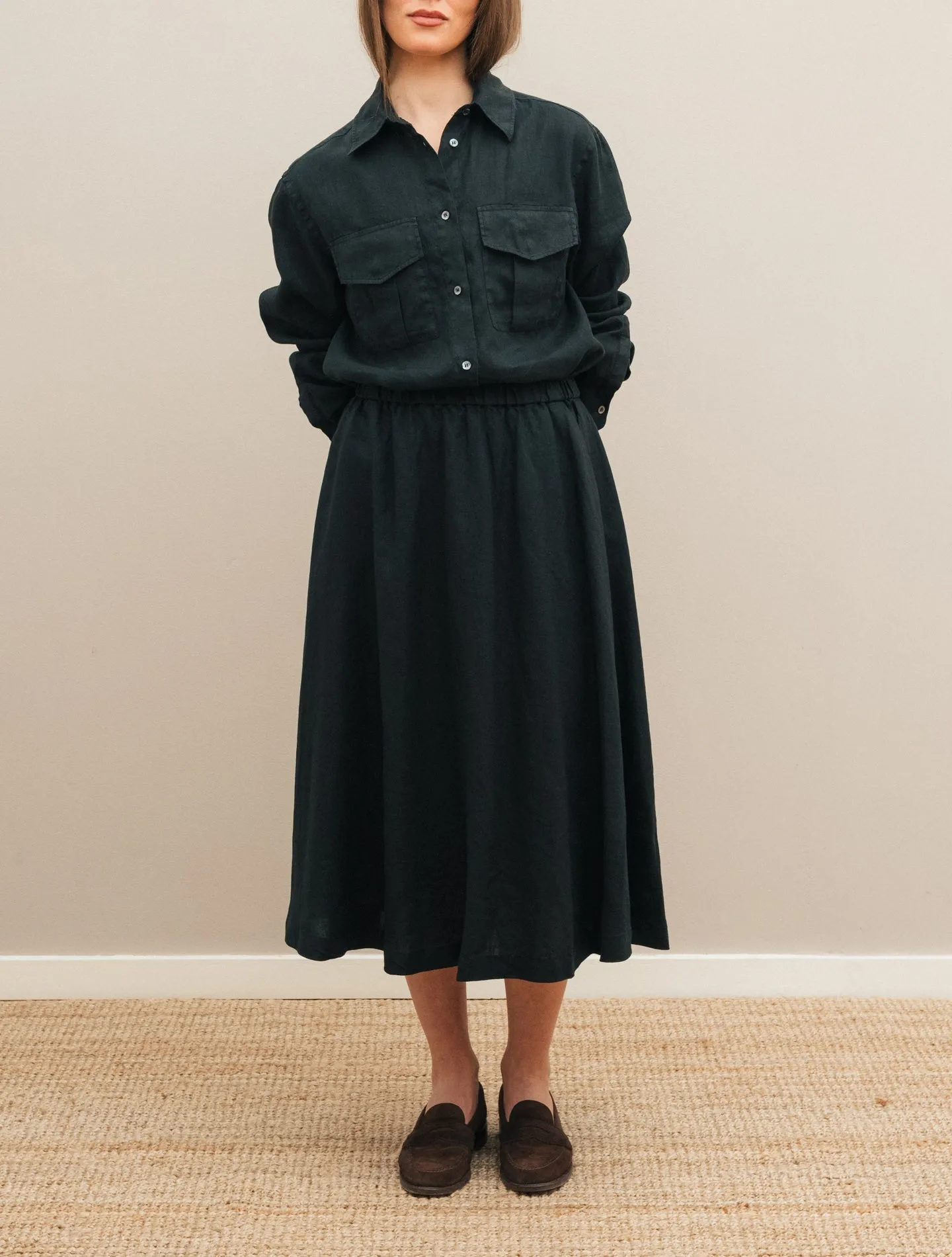 Linen Skirt Black