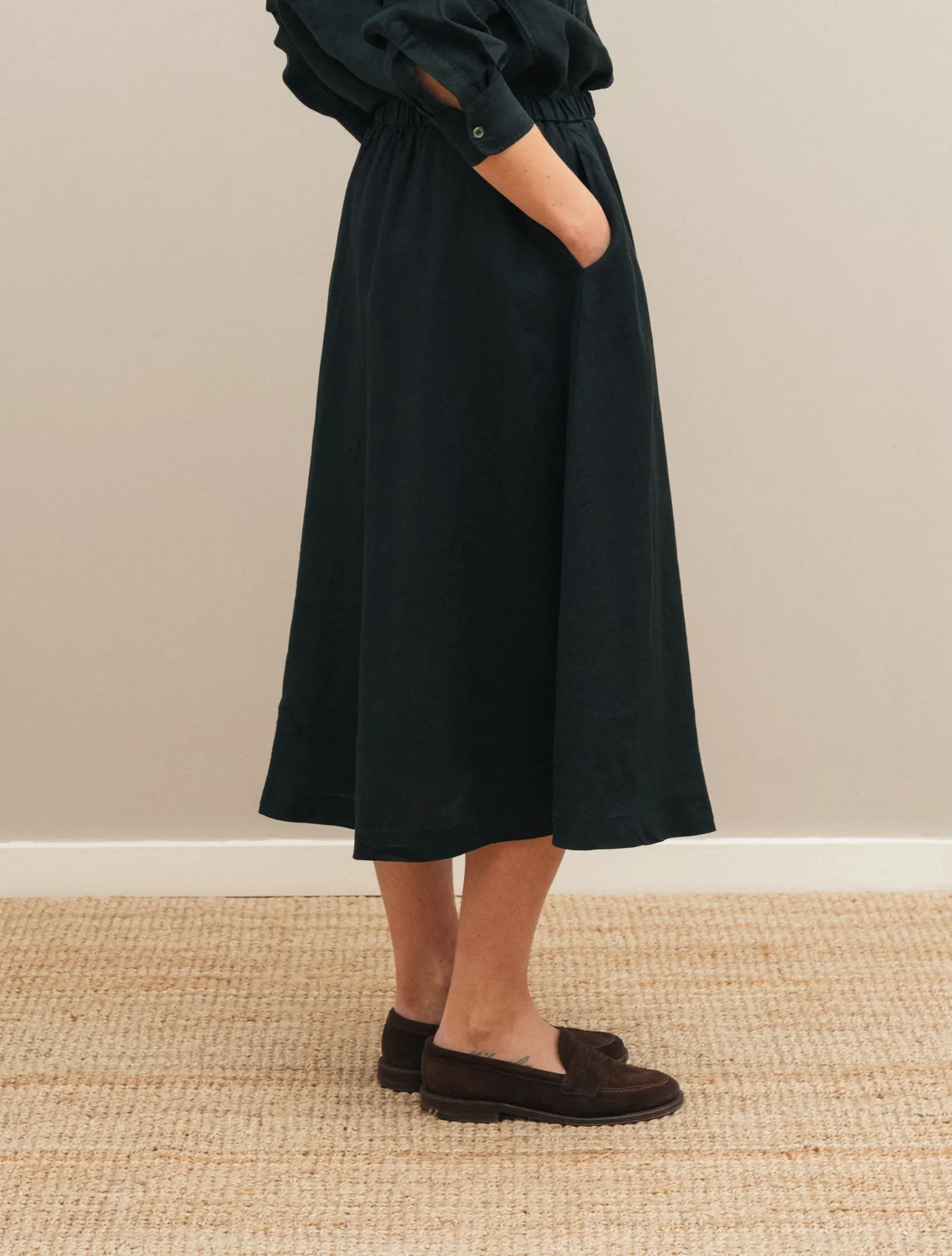 Linen Skirt Black