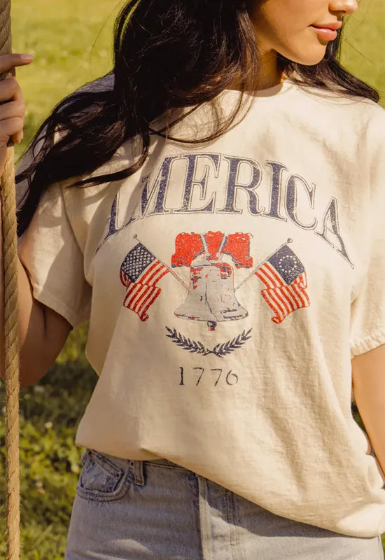 LivyLu - USA Bell 4th of July Tee Off White