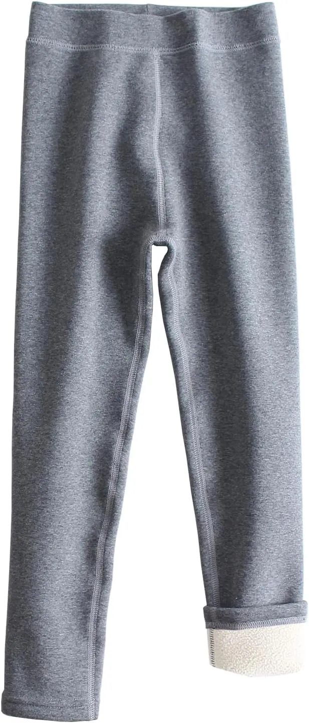 Looching Baby Toddler Girls Winter Fleece Lined Leggings Warm Full Length Pants Basic Cotton Thick Tights 1 Pack