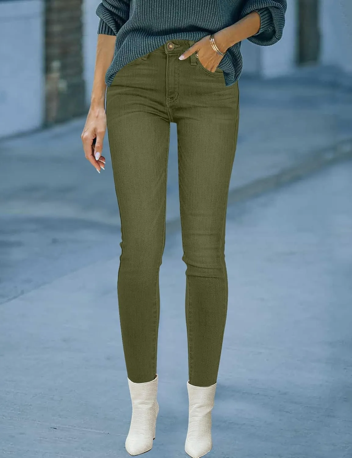 luvamia Women's Fleece Lined Jeans Winter Thermal Denim Jeggings Skinny High Waisted Stretch Warm Leggings