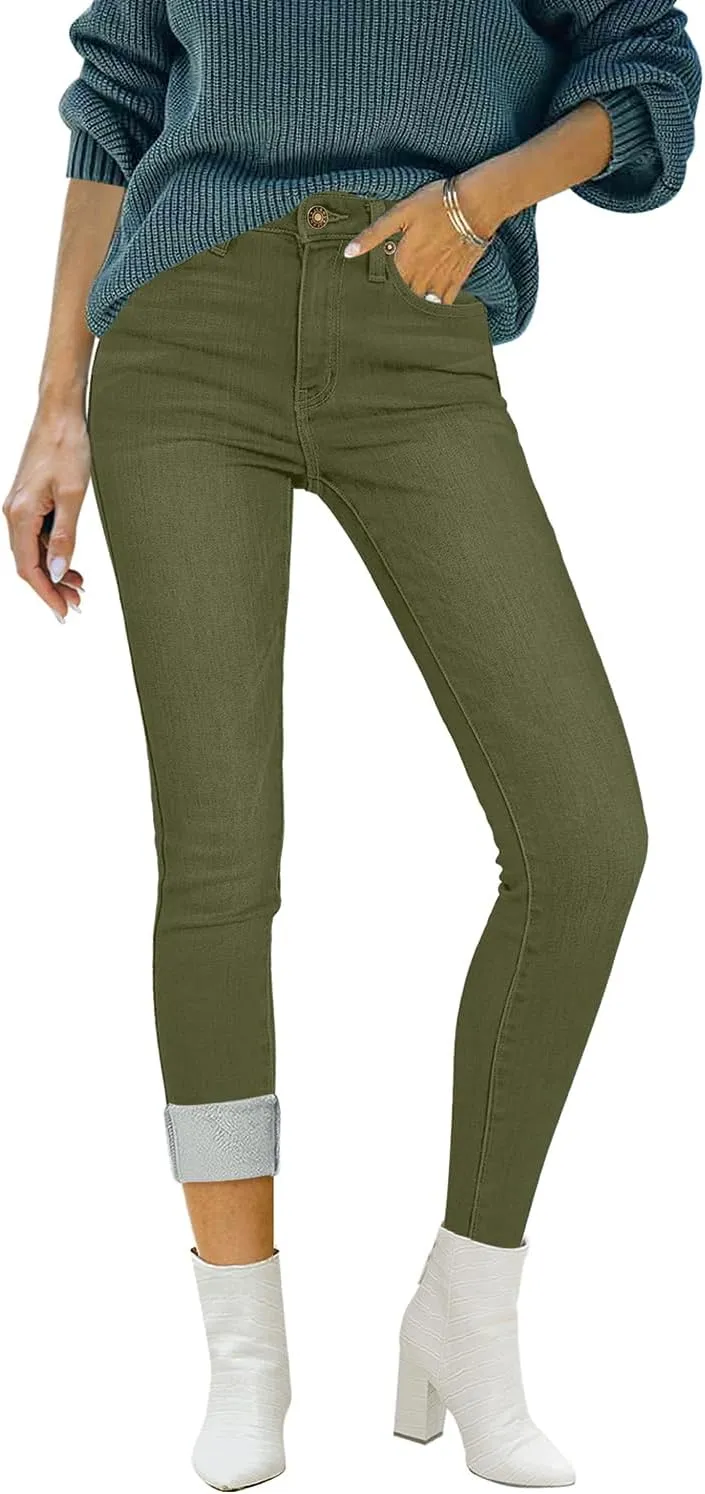 luvamia Women's Fleece Lined Jeans Winter Thermal Denim Jeggings Skinny High Waisted Stretch Warm Leggings