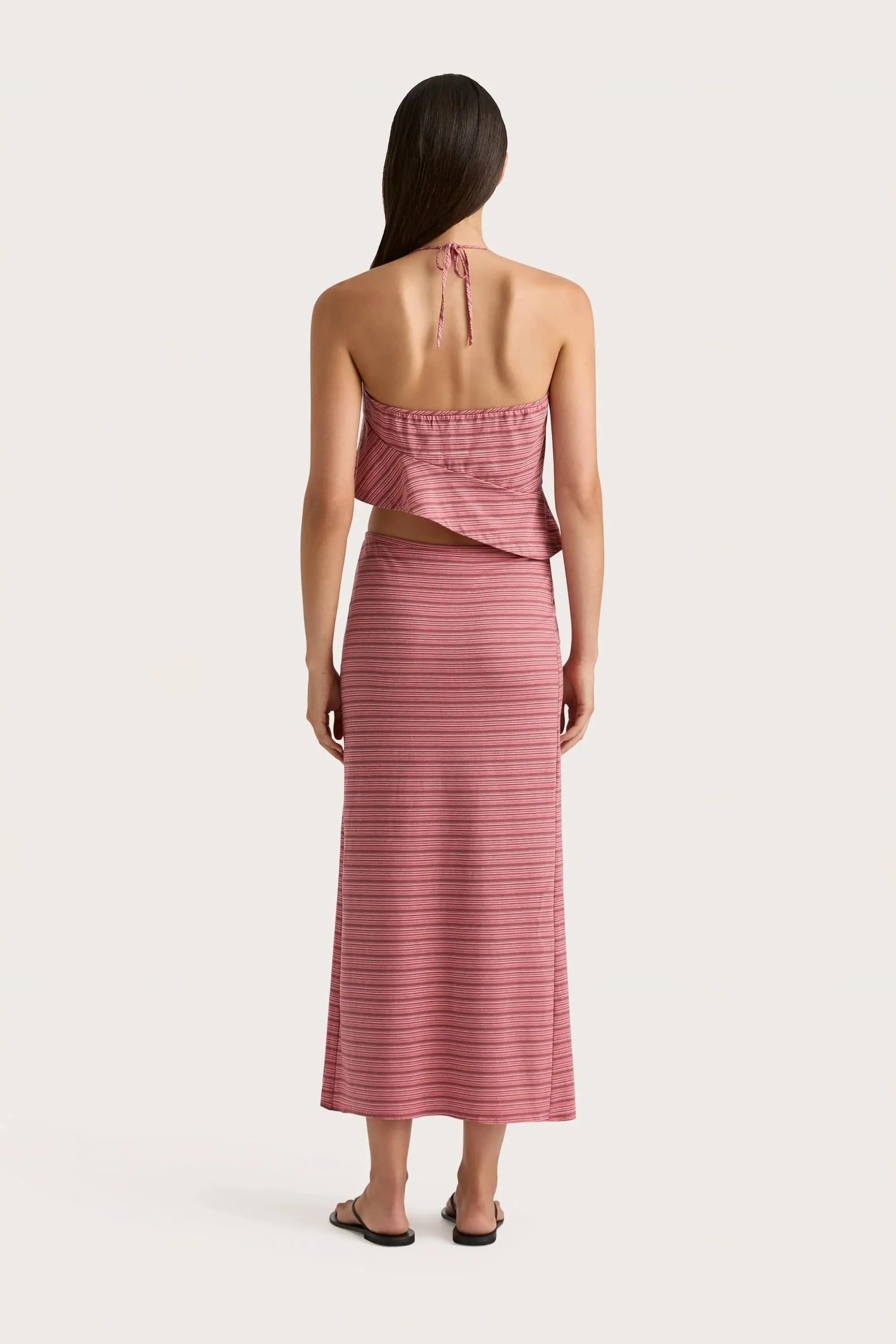 Maceio Midi Skirt Vermillion Stripe - Final Sale