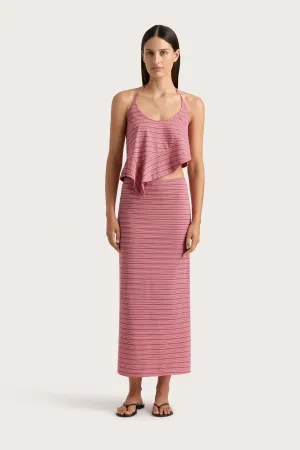 Maceio Midi Skirt Vermillion Stripe - Final Sale