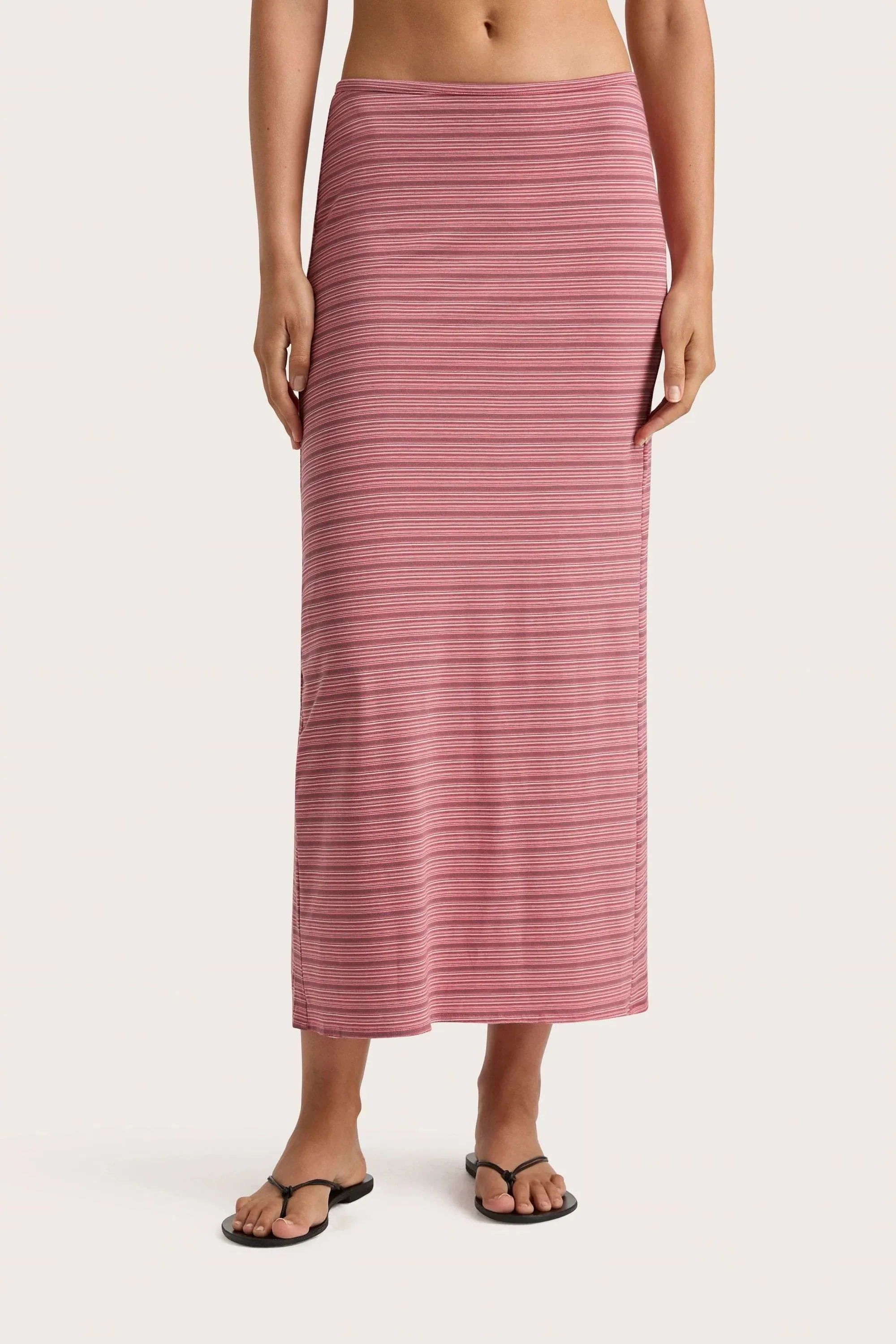 Maceio Midi Skirt Vermillion Stripe - Final Sale
