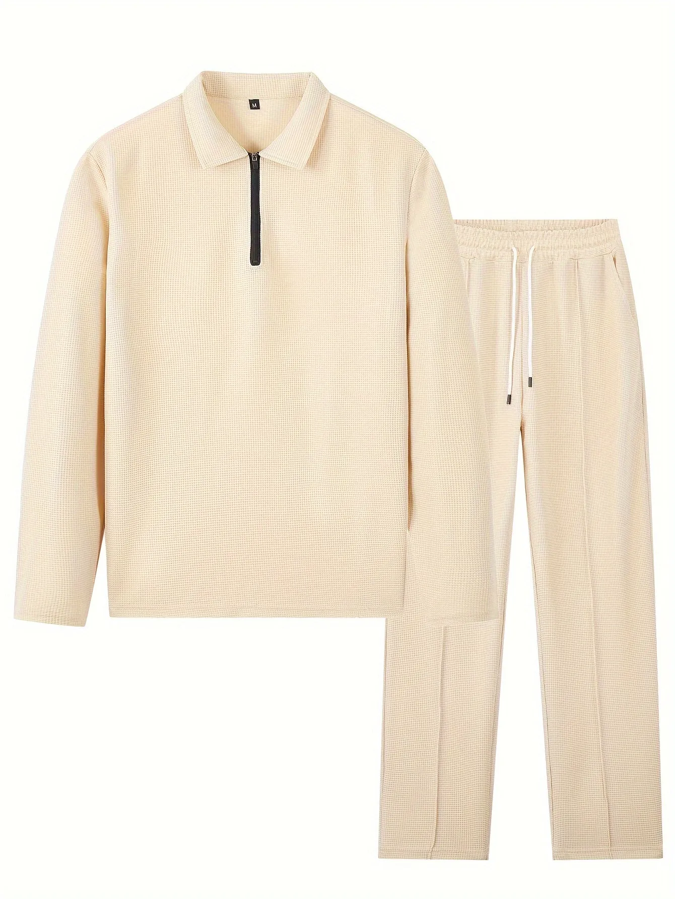 Men's 2-Piece Knitted Set, Pullover Sweatshirt & Drawstring Pants
