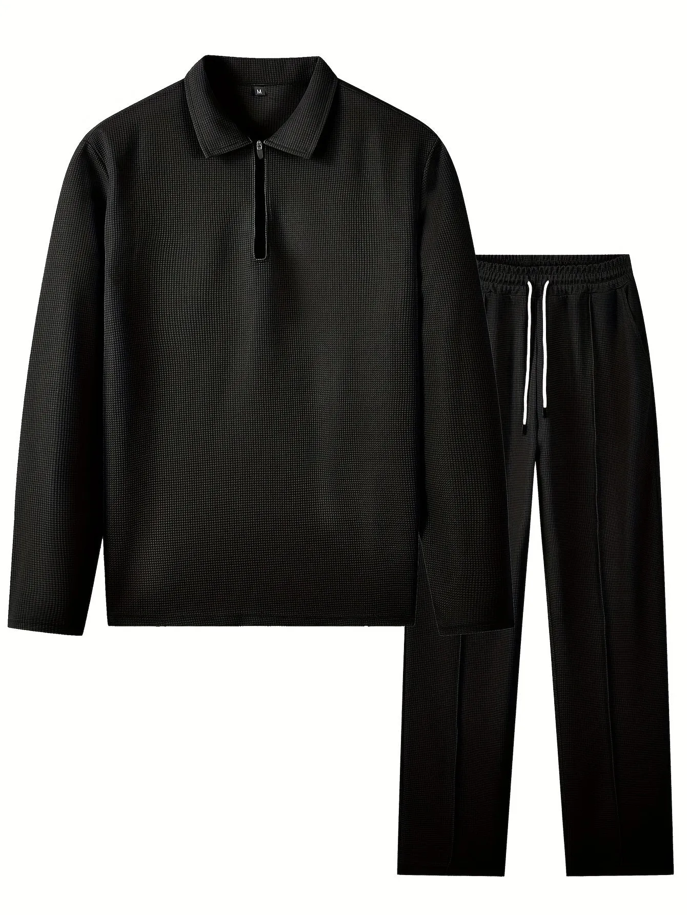 Men's 2-Piece Knitted Set, Pullover Sweatshirt & Drawstring Pants