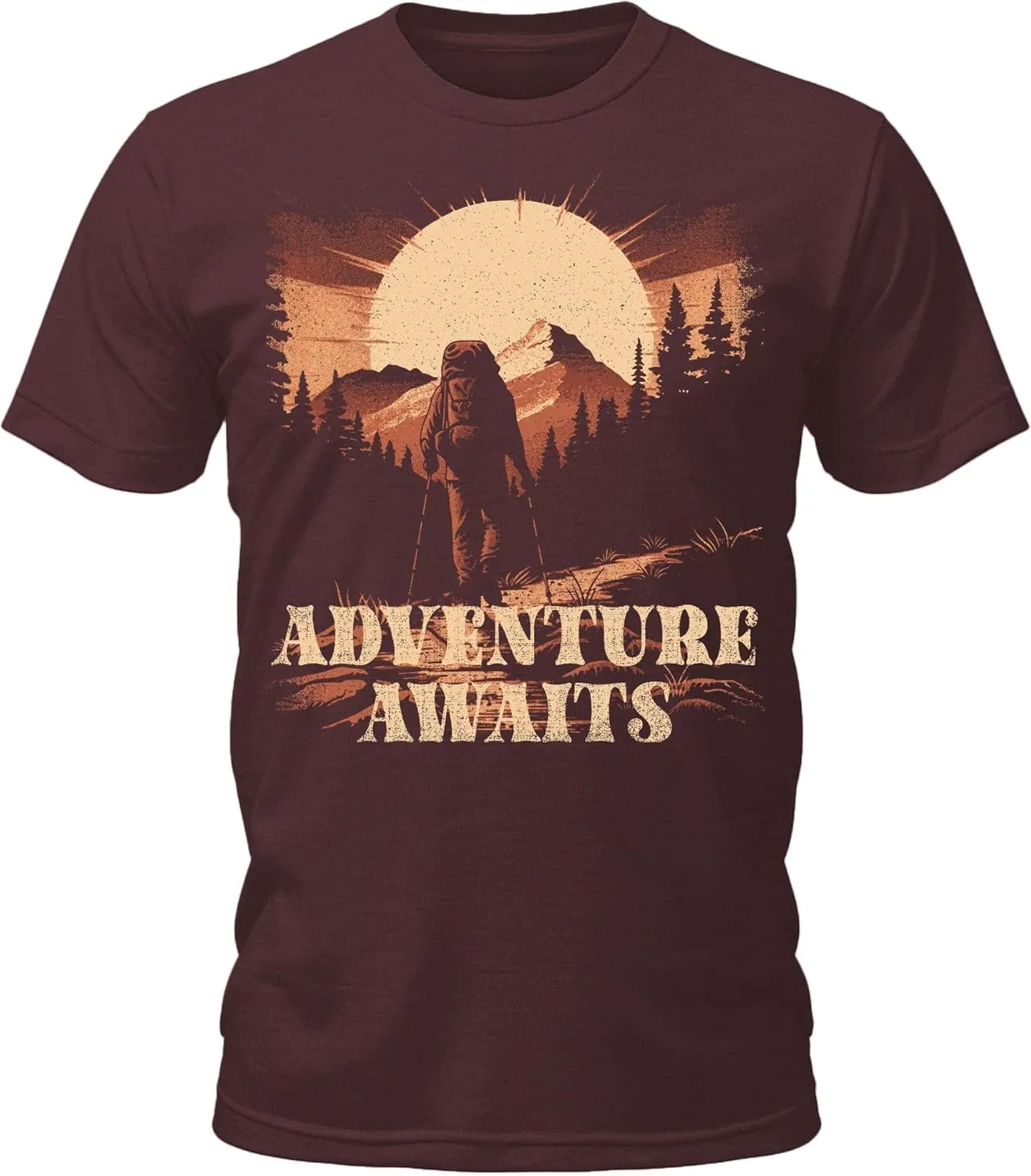 Mens Fall Shirts Retro Vintage Graphic Tees Hiking Camping Nature Short Sleeve Premium T-Shirts