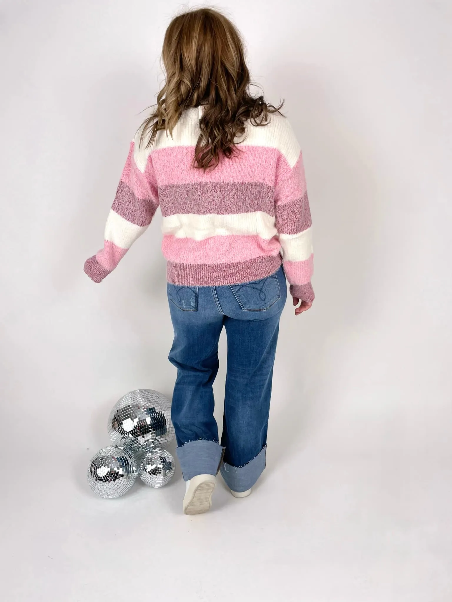 MM Cozy Block Sweater - VDay Stripes