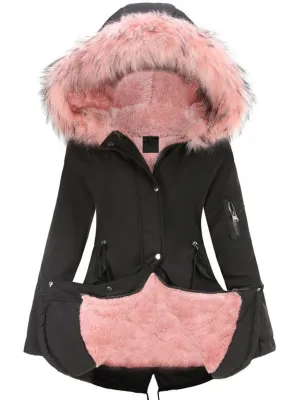 Olive Green Fleece-Lined Parka, Zip-Up Winter Coat