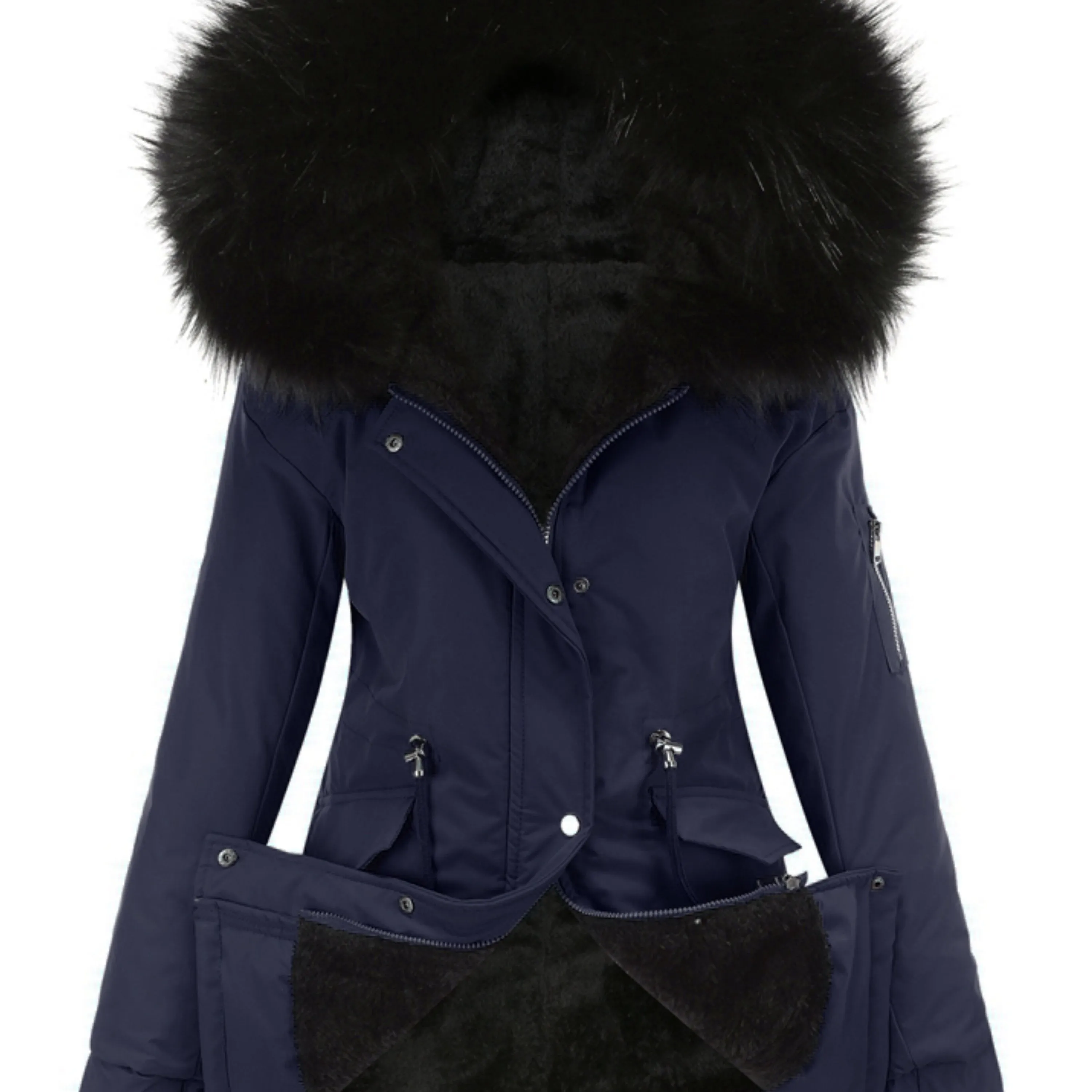 Olive Green Fleece-Lined Parka, Zip-Up Winter Coat