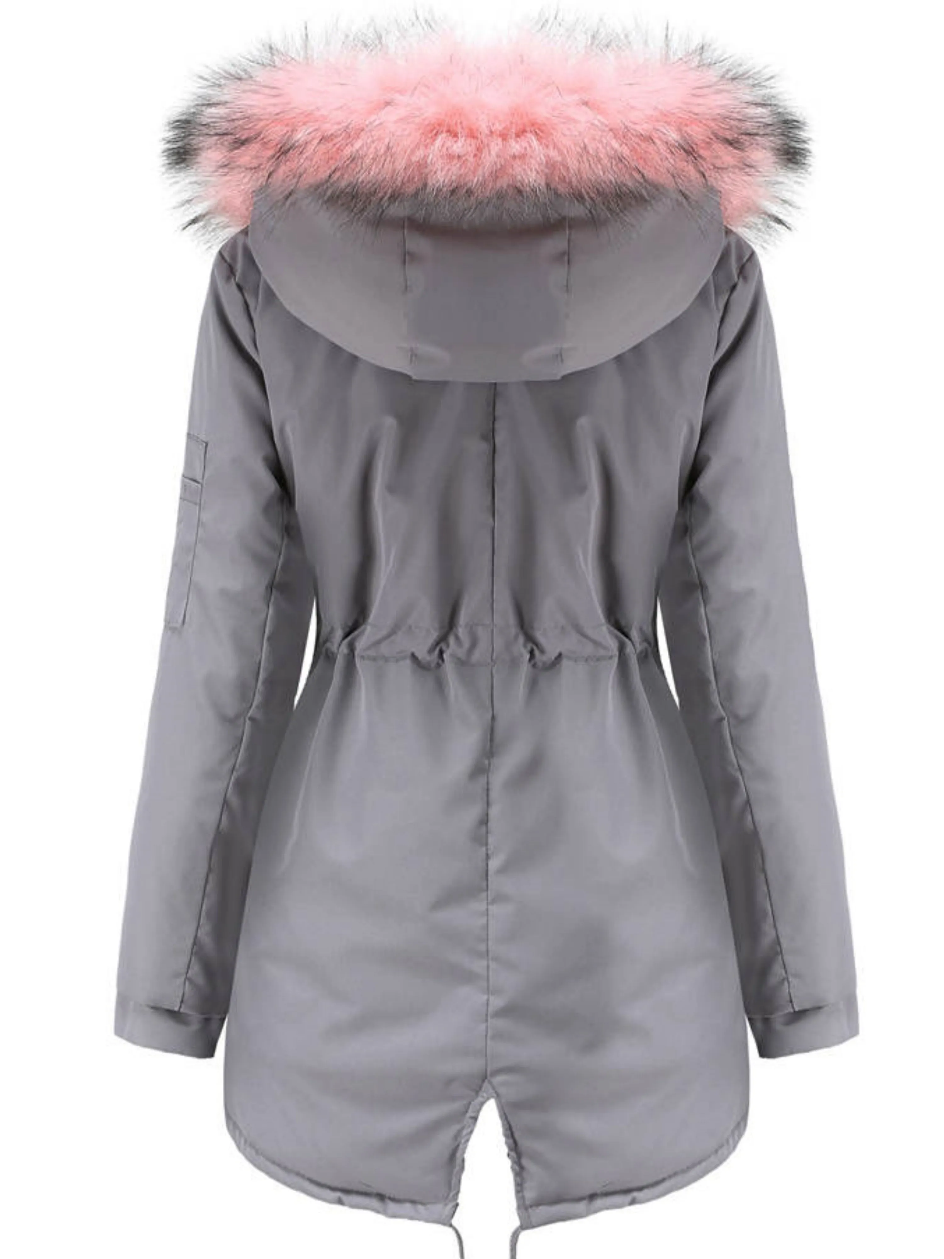 Olive Green Fleece-Lined Parka, Zip-Up Winter Coat