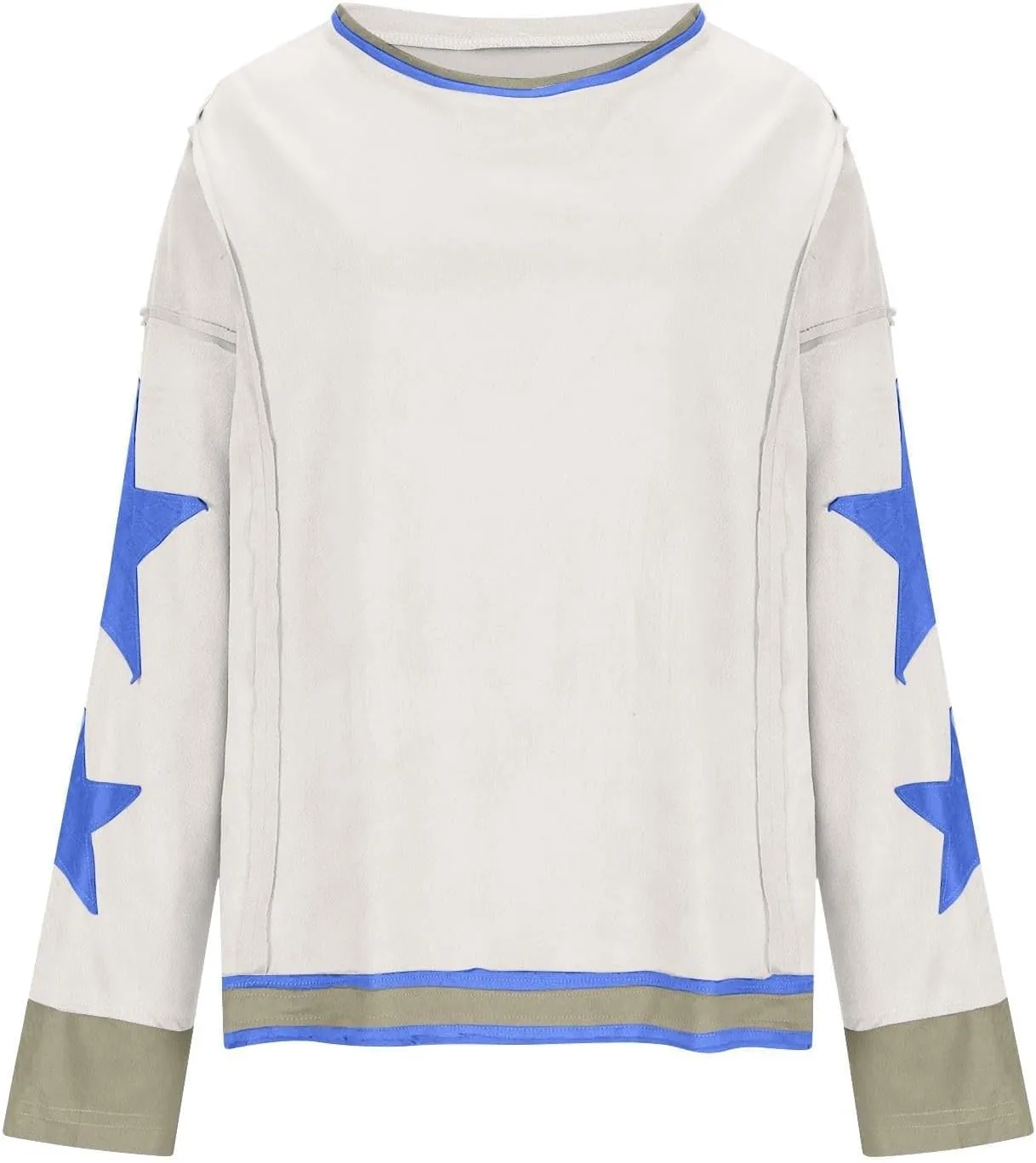 Oversized Sweatshirt for Women Lightweight Long Sleeve Crewneck Hoodies Star Tee Shirts 2024 Fall Pullover Clothes