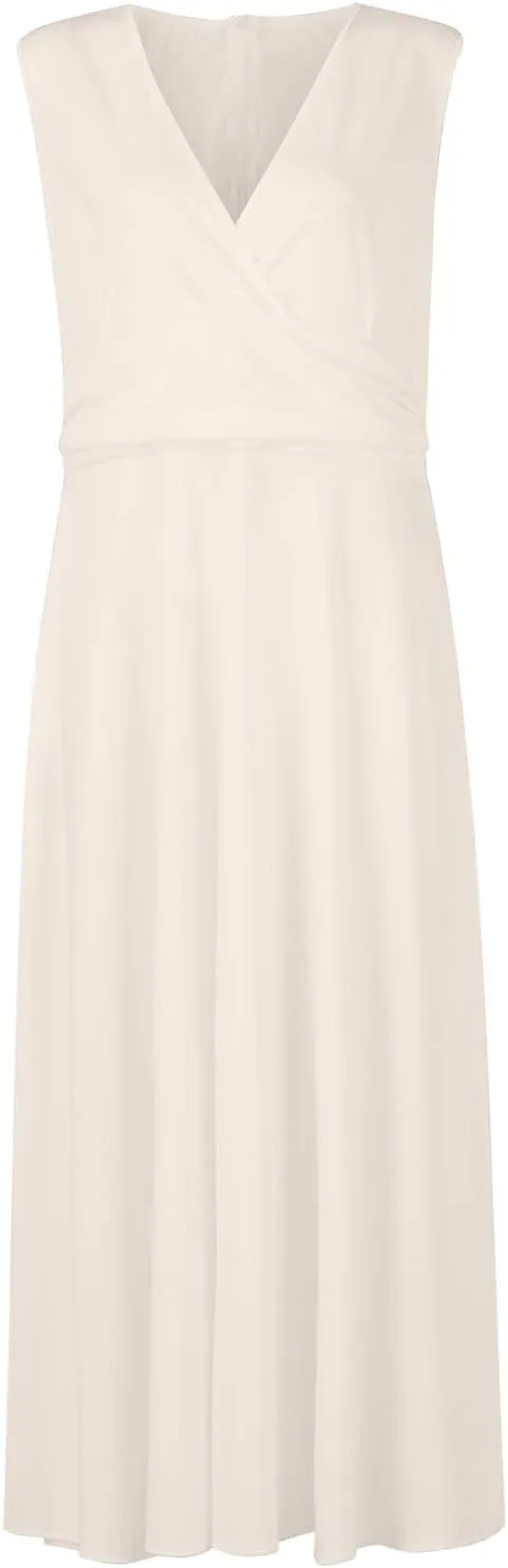 Palaver Summer Dresses for Women 2025 Elegant Wrap V Neck Sleeveless Maxi Dress Print Flowy Beach Vacation Sundresses