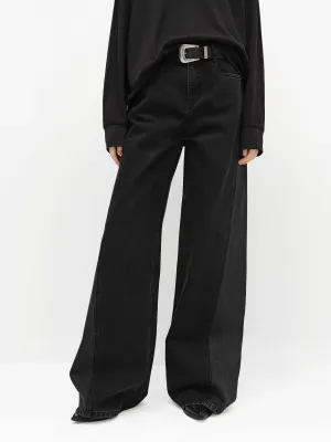 Paneled Wide Leg Jeans