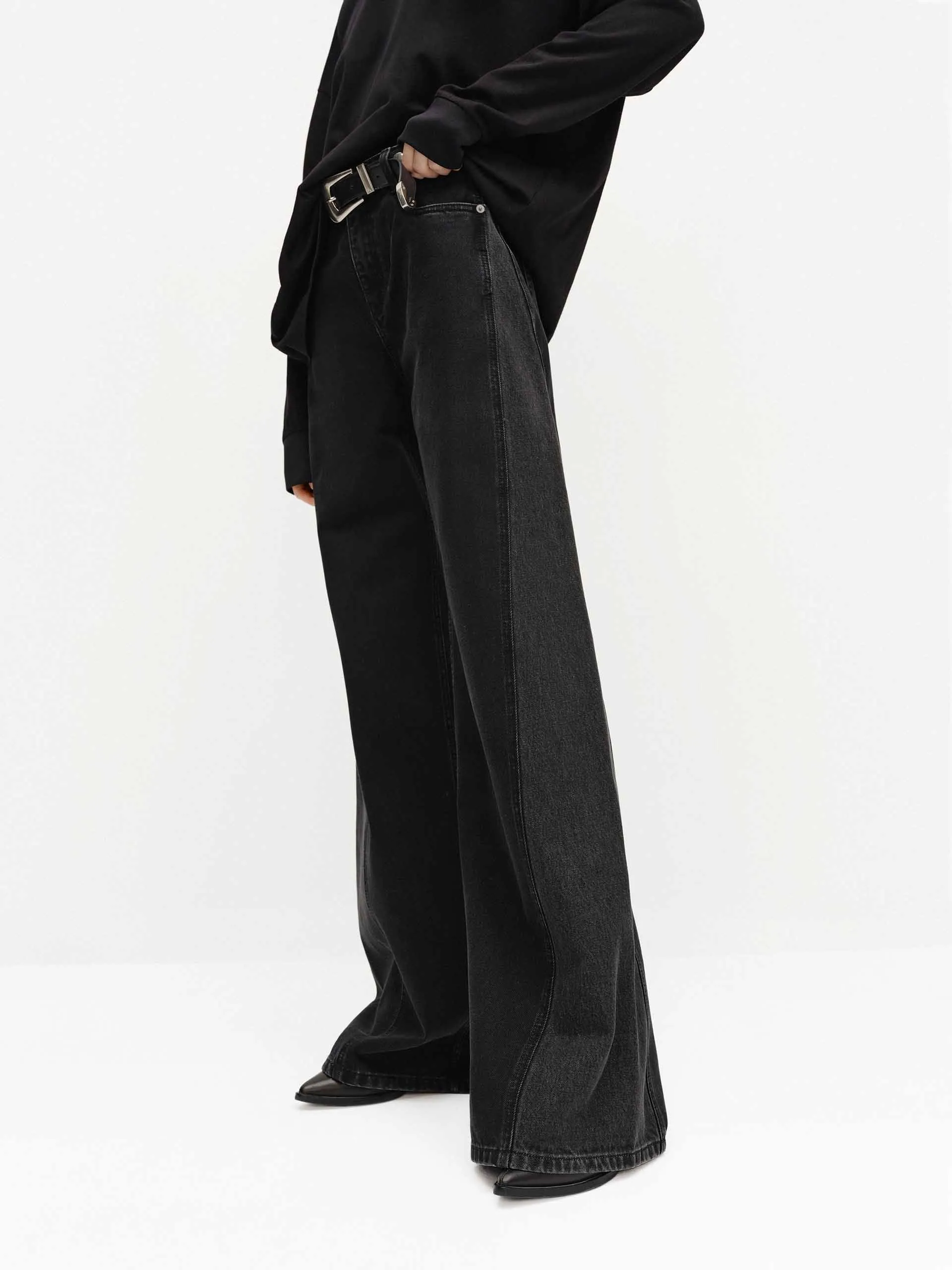 Paneled Wide Leg Jeans