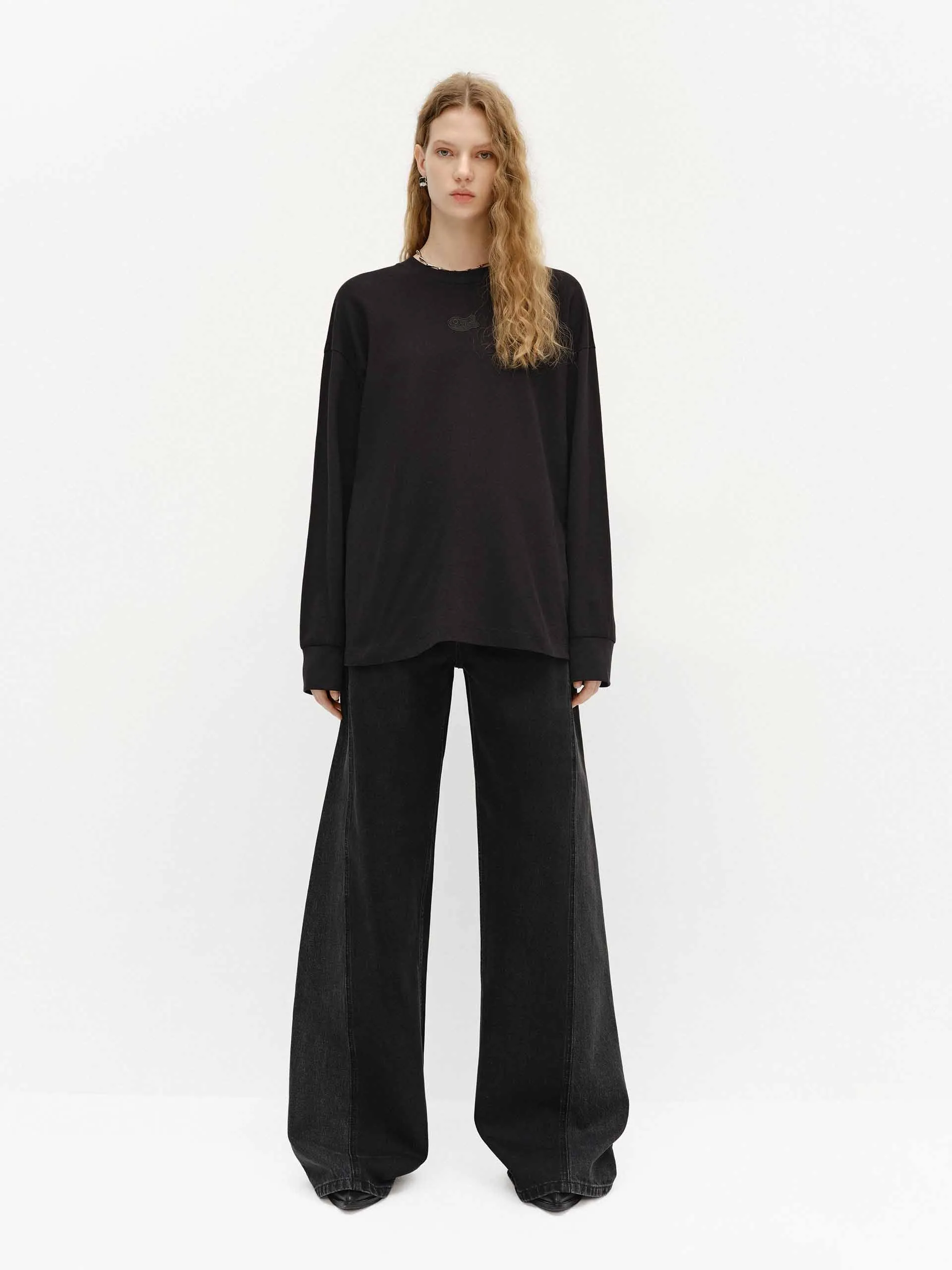 Paneled Wide Leg Jeans