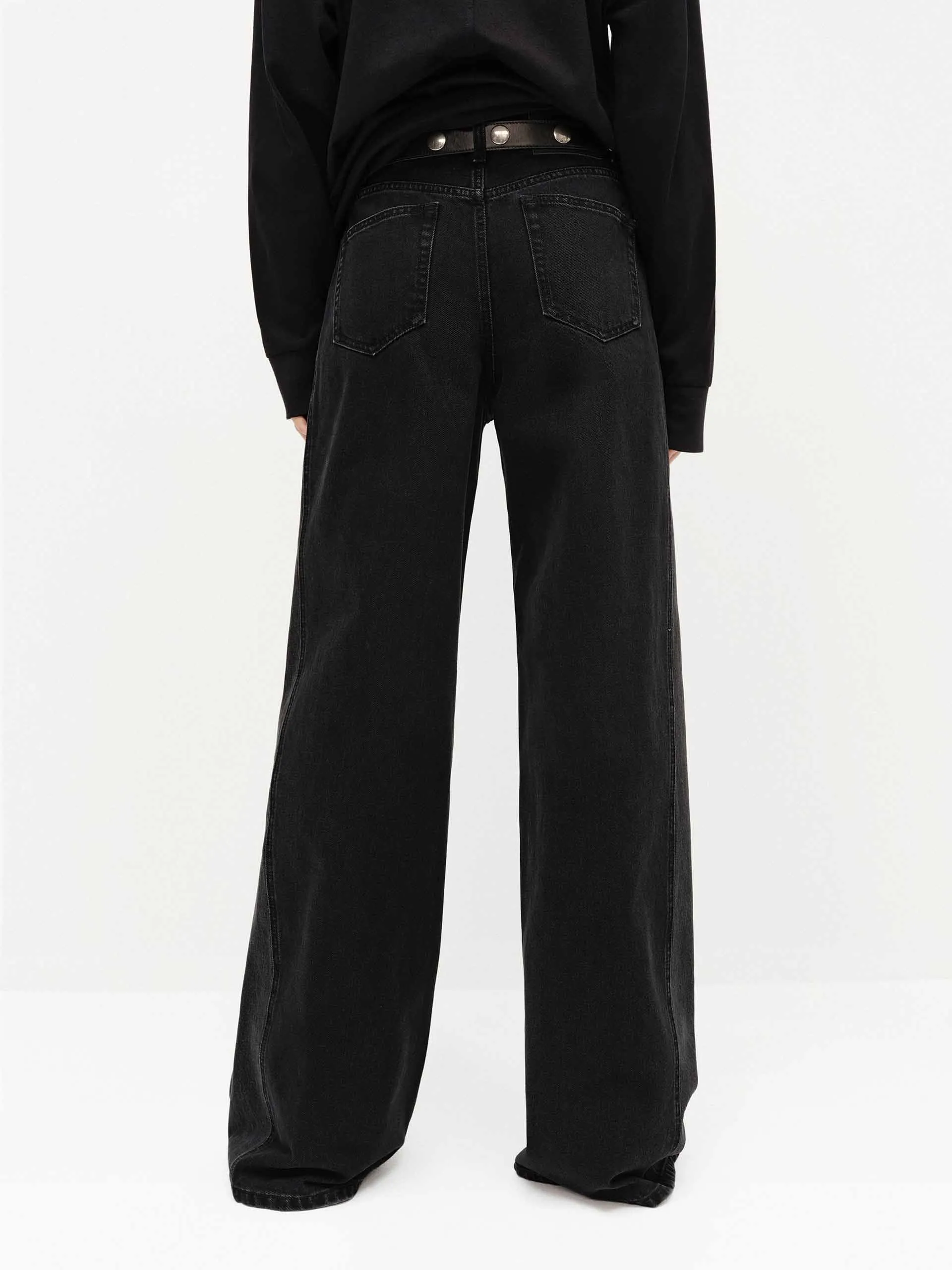 Paneled Wide Leg Jeans