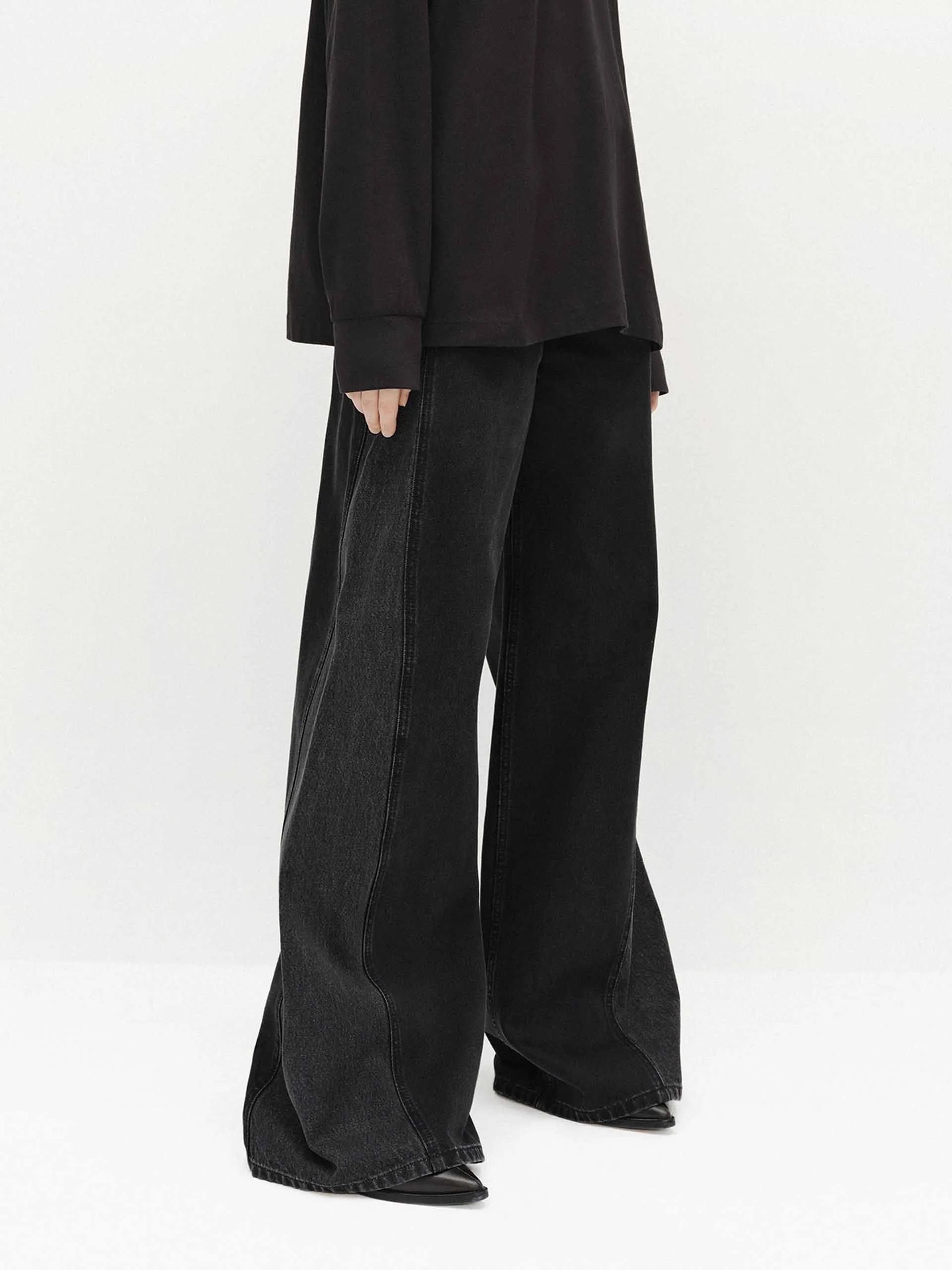 Paneled Wide Leg Jeans