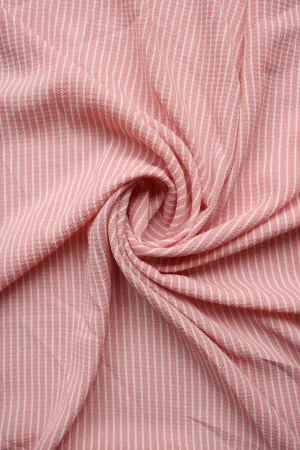 Peachy Pink & Ivory Vertical Stripe Ghost Crepe