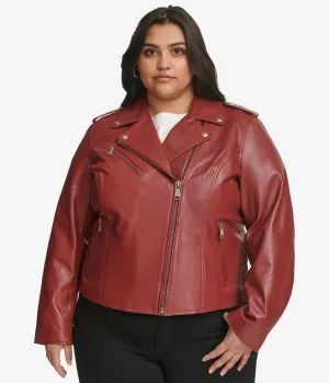 Plus Size Madeline Asymmetrical Leather Jacket