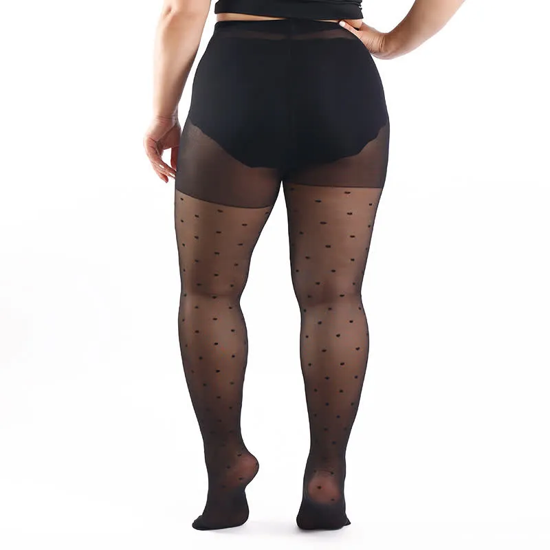 Plus Size Polka Dot Sheer Pantyhose(3 Pairs)