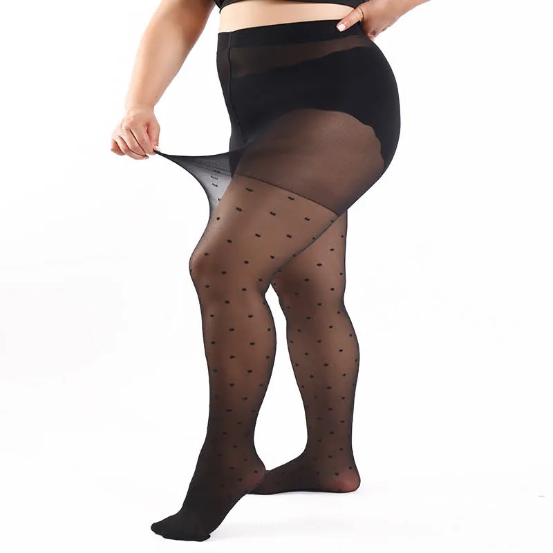 Plus Size Polka Dot Sheer Pantyhose(3 Pairs)