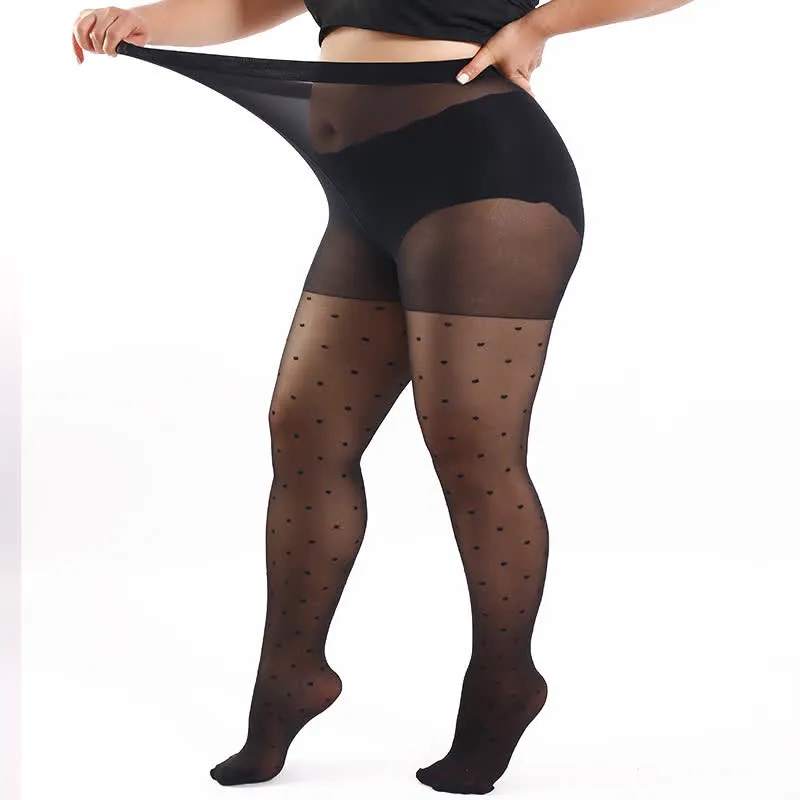 Plus Size Polka Dot Sheer Pantyhose(3 Pairs)