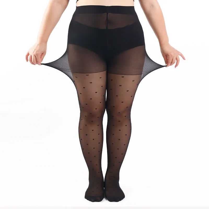 Plus Size Polka Dot Sheer Pantyhose(3 Pairs)