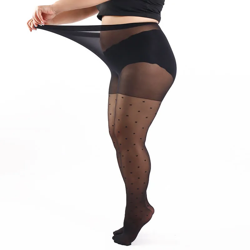 Plus Size Polka Dot Sheer Pantyhose(3 Pairs)