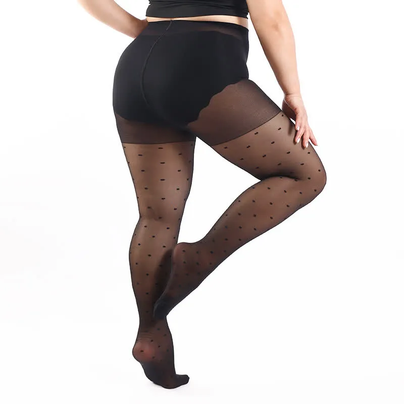Plus Size Polka Dot Sheer Pantyhose(3 Pairs)