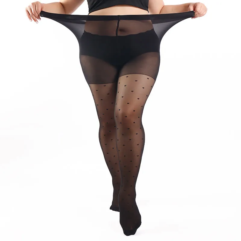 Plus Size Polka Dot Sheer Pantyhose(3 Pairs)