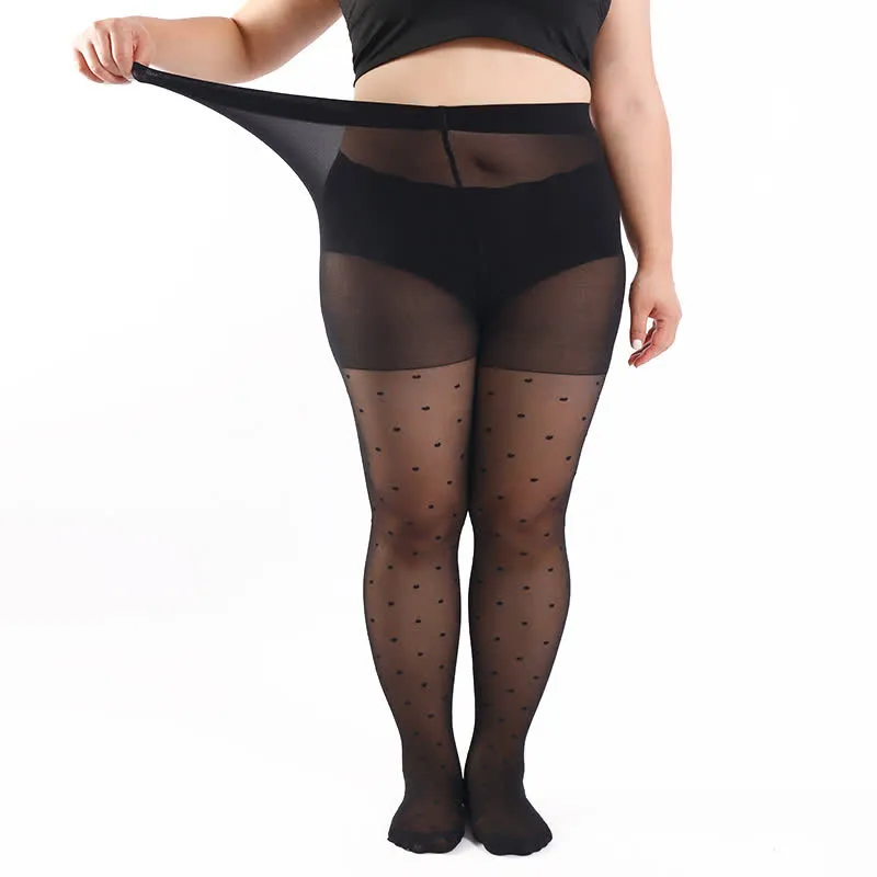 Plus Size Polka Dot Sheer Pantyhose(3 Pairs)