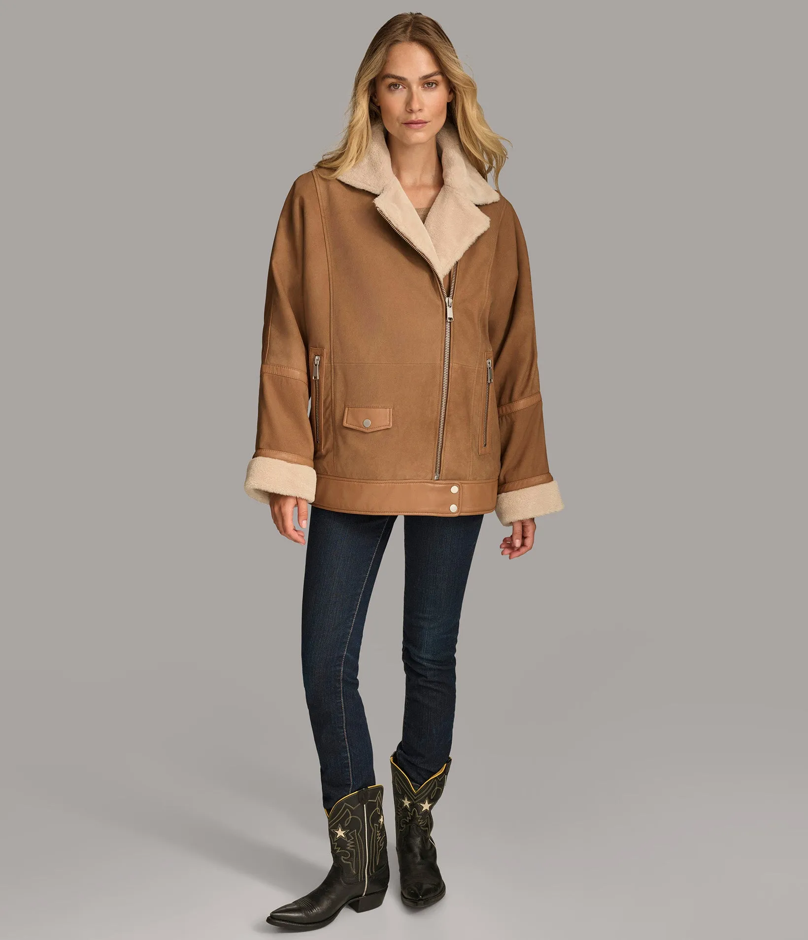 Ramona Faux Shearling Oversized Moto