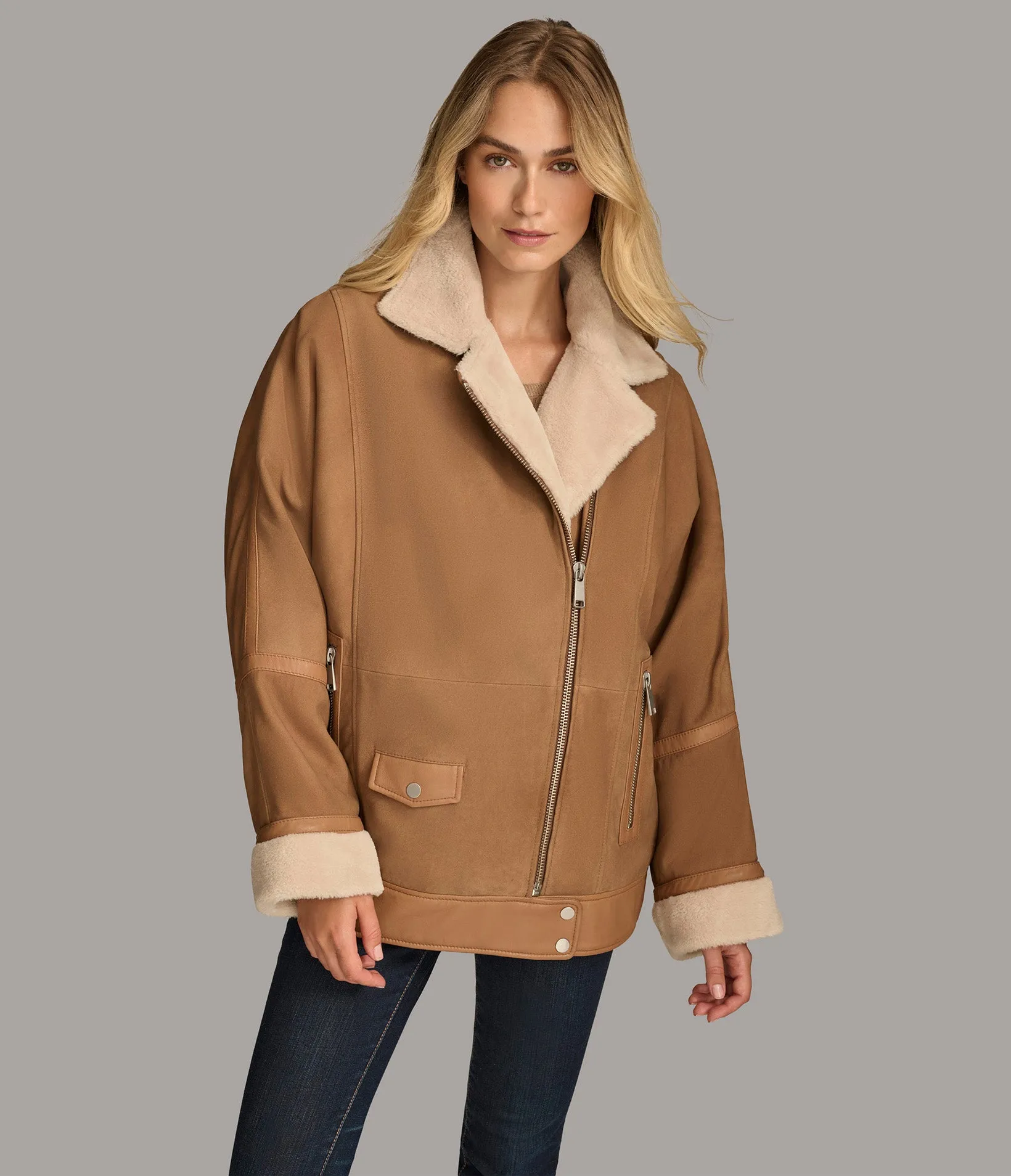 Ramona Faux Shearling Oversized Moto