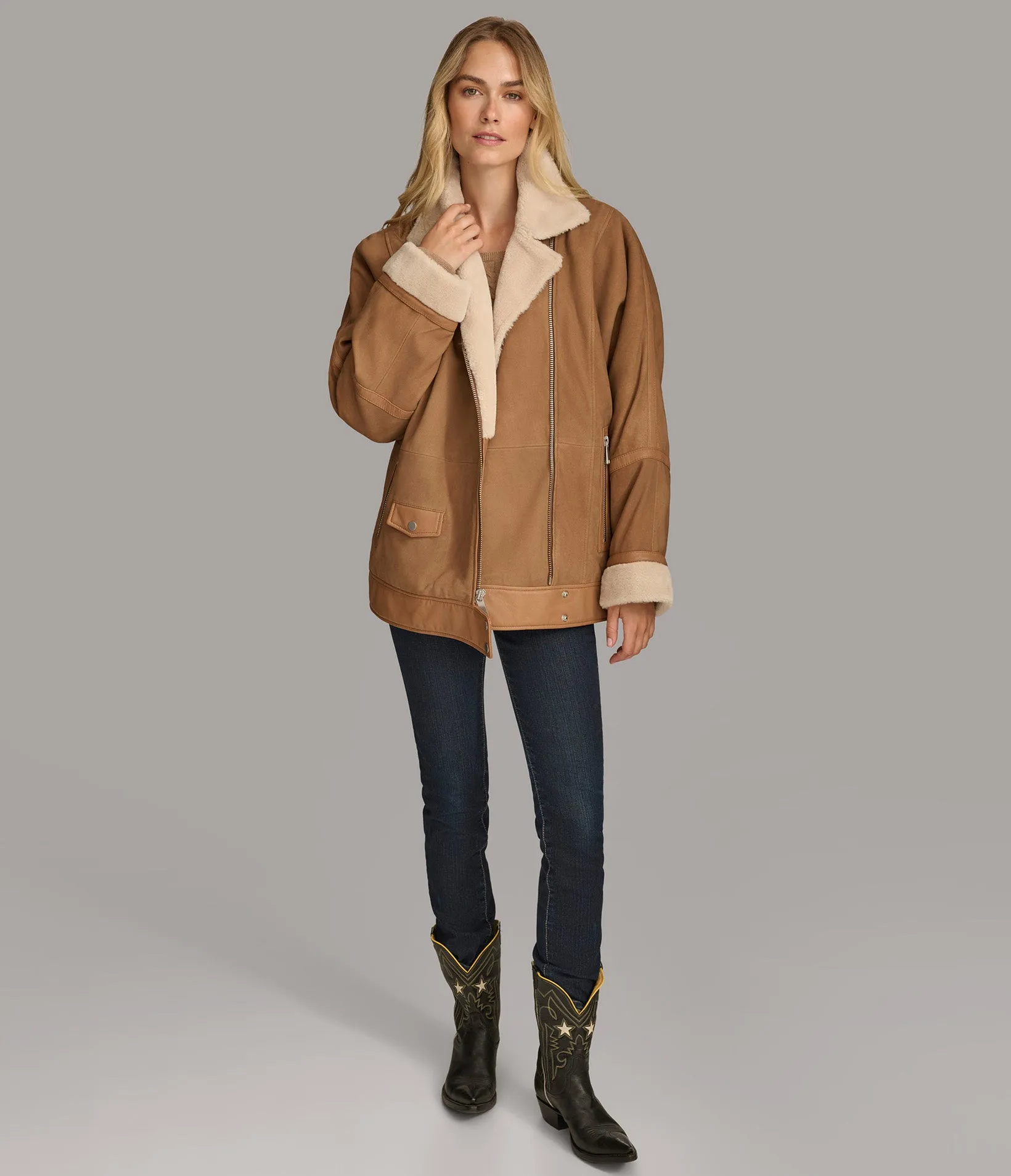 Ramona Faux Shearling Oversized Moto
