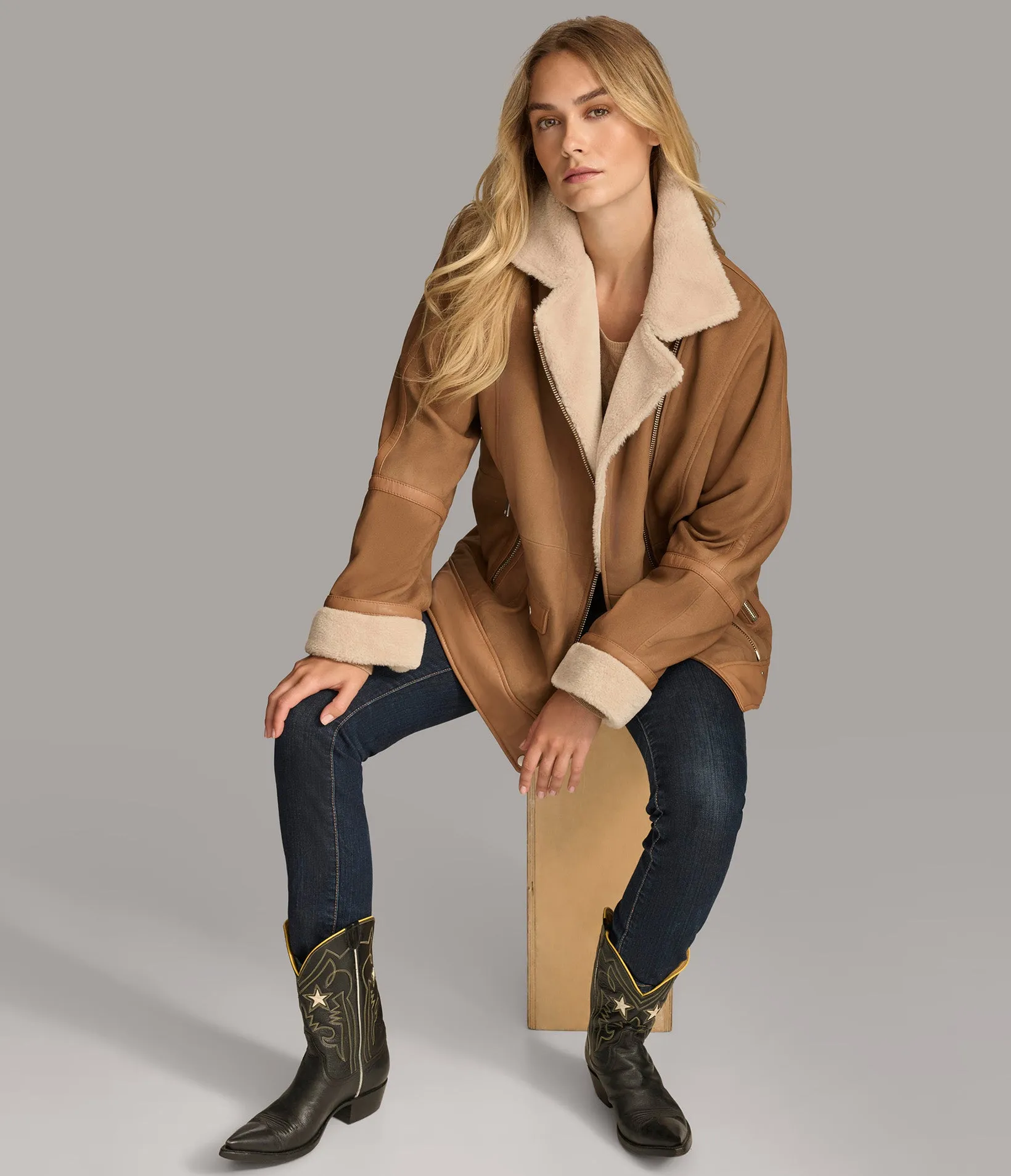 Ramona Faux Shearling Oversized Moto