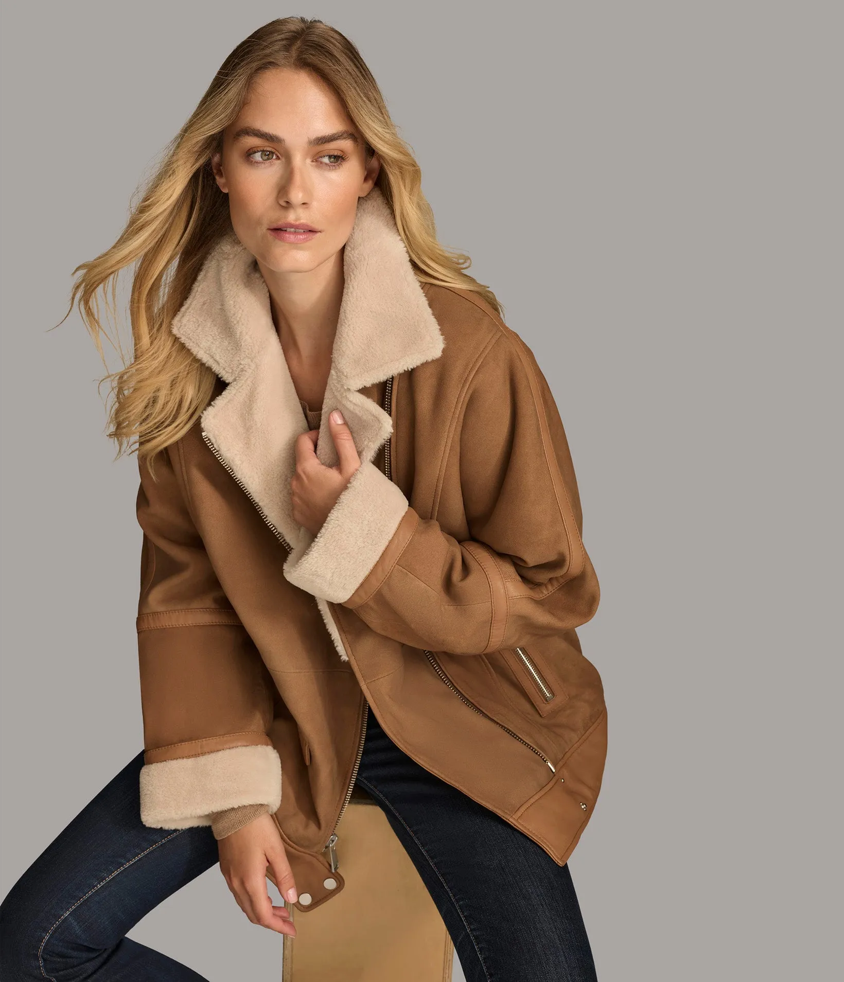 Ramona Faux Shearling Oversized Moto