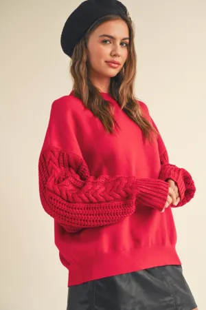 Red Cable Knit Sweater