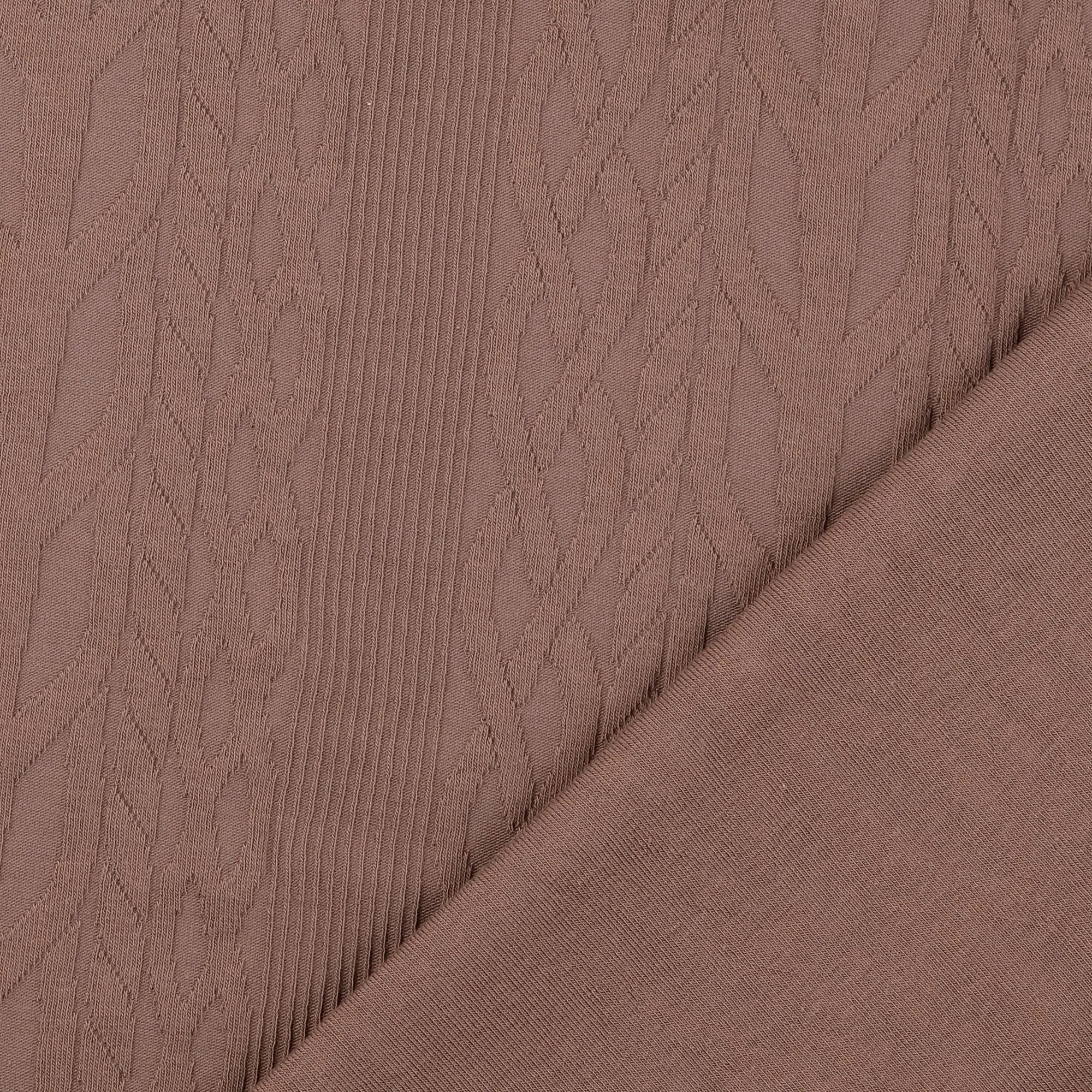 REMNANT 0.75 Metre - Cotton Cable Knit Fabric in Brown
