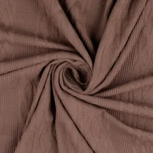REMNANT 0.75 Metre - Cotton Cable Knit Fabric in Brown